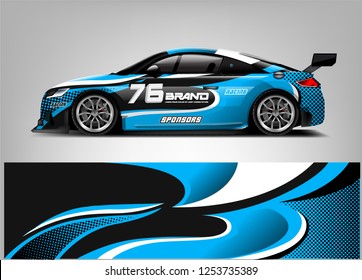 Car wrap design vector, truck and cargo van decal. Graphic abstract stripe racing background designs for vehicle, rally, race, adventure and car racing livery. 