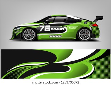 Car wrap design vector, truck and cargo van decal. Graphic abstract stripe racing background designs for vehicle, rally, race, adventure and car racing livery. 