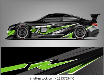 Car wrap design vector, truck and cargo van decal. Graphic abstract stripe racing background designs for vehicle, rally, race, adventure and car racing livery. 