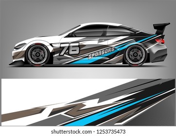 Car wrap design vector, truck and cargo van decal. Graphic abstract stripe racing background designs for vehicle, rally, race, adventure and car racing livery. 