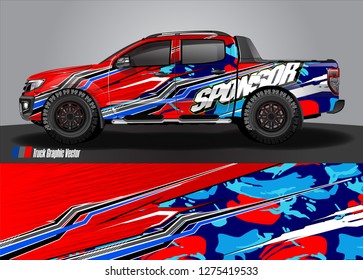 Car wrap design vector, truck and cargo van decal. Graphic abstract stripe racing background designs for vehicle, rally, race, adventure and car racing livery. Vector 