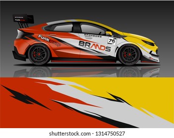 Car wrap design vector, truck and cargo van decal. Graphic abstract stripe racing background designs for vehicle, rally, race, adventure and car racing livery. - Vector