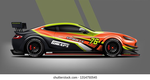 Car wrap design vector, truck and cargo van decal. Graphic abstract stripe racing background designs for vehicle, rally, race, adventure and car racing livery. - Vector
