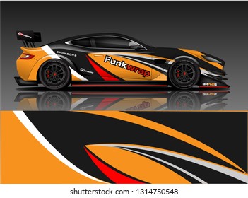 Car wrap design vector, truck and cargo van decal. Graphic abstract stripe racing background designs for vehicle, rally, race, adventure and car racing livery. - Vector