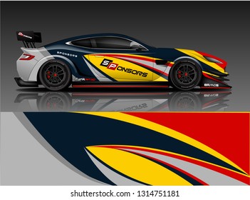 Car wrap design vector, truck and cargo van decal. Graphic abstract stripe racing background designs for vehicle, rally, race, adventure and car racing livery. - Vector