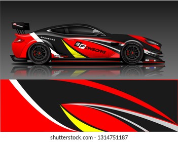 Car wrap design vector, truck and cargo van decal. Graphic abstract stripe racing background designs for vehicle, rally, race, adventure and car racing livery. - Vector