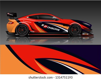 Car wrap design vector, truck and cargo van decal. Graphic abstract stripe racing background designs for vehicle, rally, race, adventure and car racing livery. - Vector