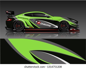 Car wrap design vector, truck and cargo van decal. Graphic abstract stripe racing background designs for vehicle, rally, race, adventure and car racing livery. - Vector