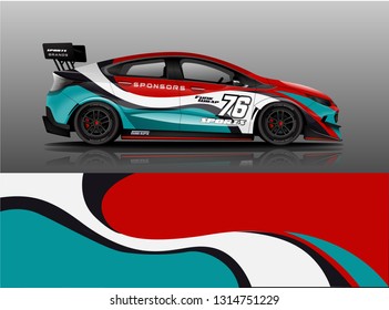 Car wrap design vector, truck and cargo van decal. Graphic abstract stripe racing background designs for vehicle, rally, race, adventure and car racing livery. - Vector