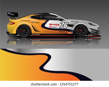 Car wrap design vector, truck and cargo van decal. Graphic abstract stripe racing background designs for vehicle, rally, race, adventure and car racing livery. - Vector