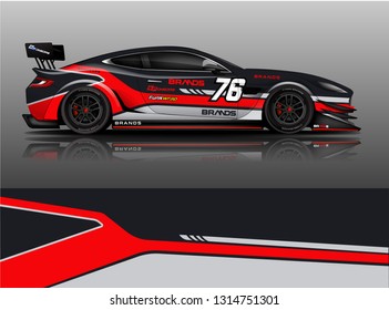 Car wrap design vector, truck and cargo van decal. Graphic abstract stripe racing background designs for vehicle, rally, race, adventure and car racing livery. - Vector