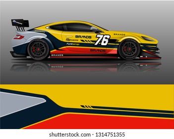 Car wrap design vector, truck and cargo van decal. Graphic abstract stripe racing background designs for vehicle, rally, race, adventure and car racing livery. - Vector