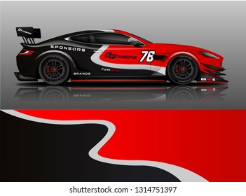 Car wrap design vector, truck and cargo van decal. Graphic abstract stripe racing background designs for vehicle, rally, race, adventure and car racing livery. - Vector