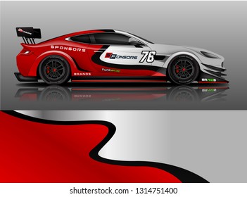 Car wrap design vector, truck and cargo van decal. Graphic abstract stripe racing background designs for vehicle, rally, race, adventure and car racing livery. - Vector