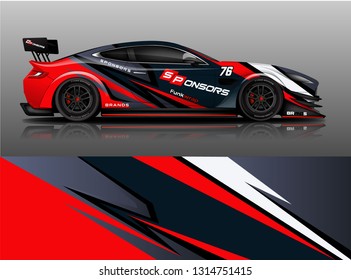 Car wrap design vector, truck and cargo van decal. Graphic abstract stripe racing background designs for vehicle, rally, race, adventure and car racing livery. - Vector