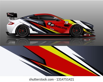 Car wrap design vector, truck and cargo van decal. Graphic abstract stripe racing background designs for vehicle, rally, race, adventure and car racing livery. - Vector