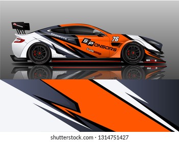 Car wrap design vector, truck and cargo van decal. Graphic abstract stripe racing background designs for vehicle, rally, race, adventure and car racing livery. - Vector