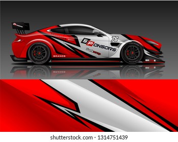 Car wrap design vector, truck and cargo van decal. Graphic abstract stripe racing background designs for vehicle, rally, race, adventure and car racing livery. - Vector