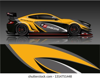 Car wrap design vector, truck and cargo van decal. Graphic abstract stripe racing background designs for vehicle, rally, race, adventure and car racing livery. - Vector