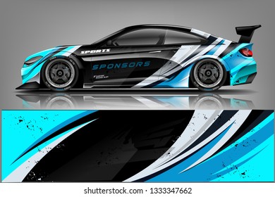 Car wrap design vector, truck and cargo van decal. Graphic abstract stripe racing background designs for vehicle, rally, race, adventure and car racing livery
