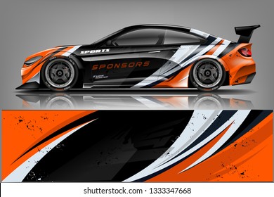 Car wrap design vector, truck and cargo van decal. Graphic abstract stripe racing background designs for vehicle, rally, race, adventure and car racing livery