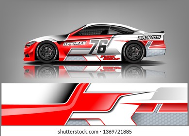 Car wrap design vector, truck and cargo van decal. Graphic abstract stripe racing background designs for vehicle, rally, race, adventure and car racing livery dekal
