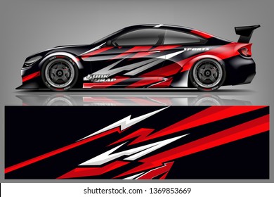 Car wrap design vector, truck and cargo van decal. Graphic abstract stripe racing background designs for vehicle, rally, race, adventure and car racing livery. - Vector dekal
