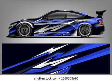 Car wrap design vector, truck and cargo van decal. Graphic abstract stripe racing background designs for vehicle, rally, race, adventure and car racing livery. - Vector  dekal

