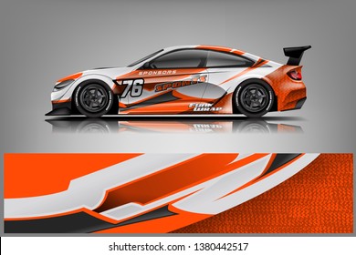 Car wrap design vector, truck and cargo van decal. Graphic abstract stripe racing background designs for vehicle, rally, race, adventure and car racing livery dekal
