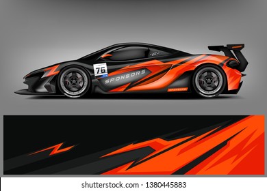 Car wrap design vector, truck and cargo van decal. Graphic abstract stripe racing background designs for vehicle, rally, race, adventure and car racing livery. - Vector
