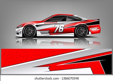 Vector de diseño de envoltura de Camión, coche y calcomanías de carga. Diseño gráfico abstracto de fondo de carreras de stripe para vehículos, rally, carrera, aventura y carreras de camión. 
