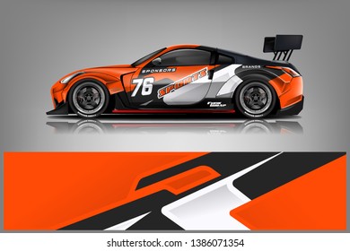 Car wrap design vector, truck and cargo van decal. Graphic abstract stripe racing background designs for vehicle, rally, race, adventure and car racing livery dekal
