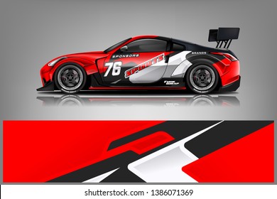 Car wrap design vector, truck and cargo van decal. Graphic abstract stripe racing background designs for vehicle, rally, race, adventure and car racing livery dekal
