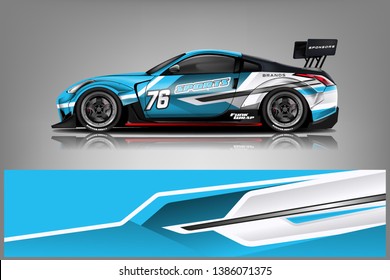 Car wrap design vector, truck and cargo van decal. Graphic abstract stripe racing background designs for vehicle, rally, race, adventure and car racing livery dekal
