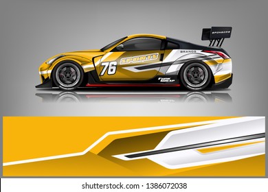 Car wrap design vector, truck and cargo van decal. Graphic abstract stripe racing background designs for vehicle, rally, race, adventure and car racing livery dekal

