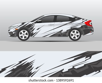 Car wrap design vector, truck and cargo van decal. Graphic abstract stripe racing background designs for vehicle, rally, race, adventure and car racing livery. 