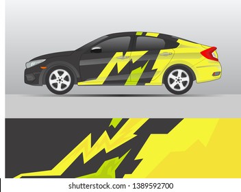 Car wrap design vector, truck and cargo van decal. Graphic abstract stripe racing background designs for vehicle, rally, race, adventure and car racing livery. 