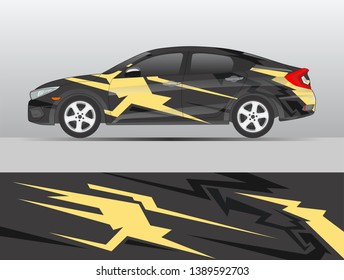 Car wrap design vector, truck and cargo van decal. Graphic abstract stripe racing background designs for vehicle, rally, race, adventure and car racing livery. 