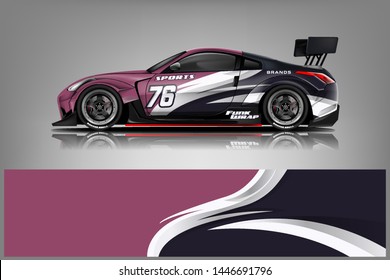Car wrap design vector, truck and cargo van decal. Graphic abstract stripe racing background designs for vehicle, rally, race, adventure and car racing livery dekal
