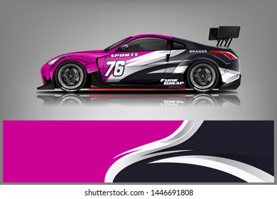 Car wrap design vector, truck and cargo van decal. Graphic abstract stripe racing background designs for vehicle, rally, race, adventure and car racing livery dekal
