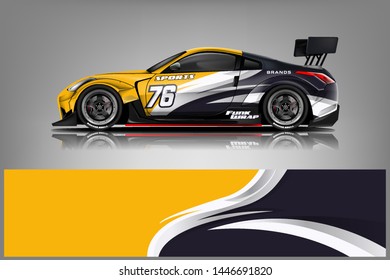 Car wrap design vector, truck and cargo van decal. Graphic abstract stripe racing background designs for vehicle, rally, race, adventure and car racing livery dekal
