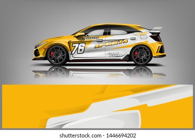 Car wrap design vector, truck and cargo van decal. Graphic abstract stripe racing background designs for vehicle, rally, race, adventure and car racing livery dekal
