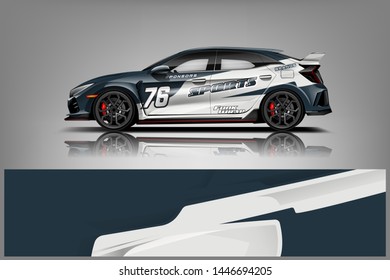Car wrap design vector, truck and cargo van decal. Graphic abstract stripe racing background designs for vehicle, rally, race, adventure and car racing livery dekal
