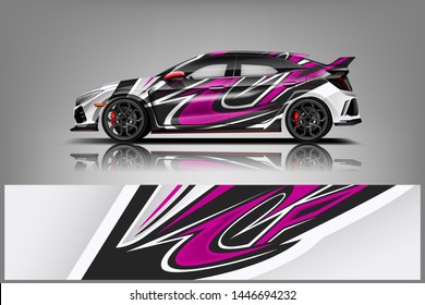 Car wrap design vector, truck and cargo van decal. Graphic abstract stripe racing background designs for vehicle, rally, race, adventure and car racing livery dekal
