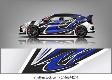 Car wrap design vector, truck and cargo van decal. Graphic abstract stripe racing background designs for vehicle, rally, race, adventure and car racing livery dekal
