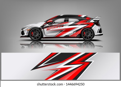 Car wrap design vector, truck and cargo van decal. Graphic abstract stripe racing background designs for vehicle, rally, race, adventure and car racing livery dekal
