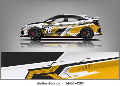 Car wrap design vector, truck and cargo van decal. Graphic abstract stripe racing background designs for vehicle, rally, race, adventure and car racing livery dekal
