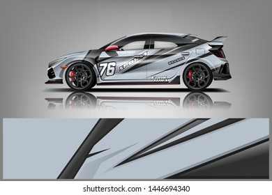 Car wrap design vector, truck and cargo van decal. Graphic abstract stripe racing background designs for vehicle, rally, race, adventure and car racing livery dekal
