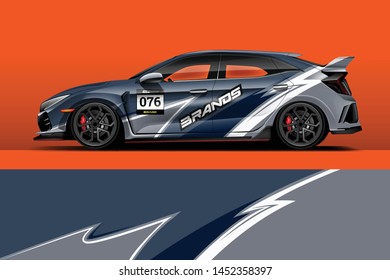 Car wrap design vector, truck and cargo van decal. Graphic abstract stripe racing background designs for vehicle, rally, race, adventure and car racing livery. 
