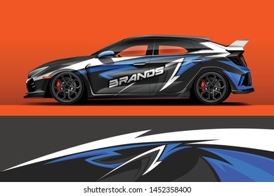 Car wrap design vector, truck and cargo van decal. Graphic abstract stripe racing background designs for vehicle, rally, race, adventure and car racing livery. 
